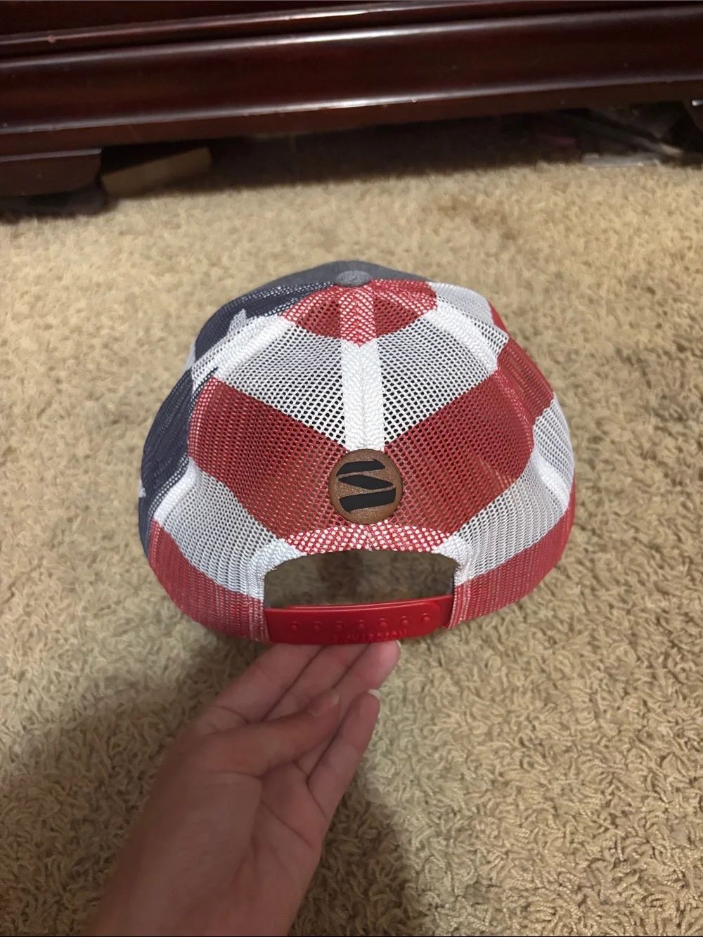 Gulf of America Gray Trucker Hat with American Flag Mesh